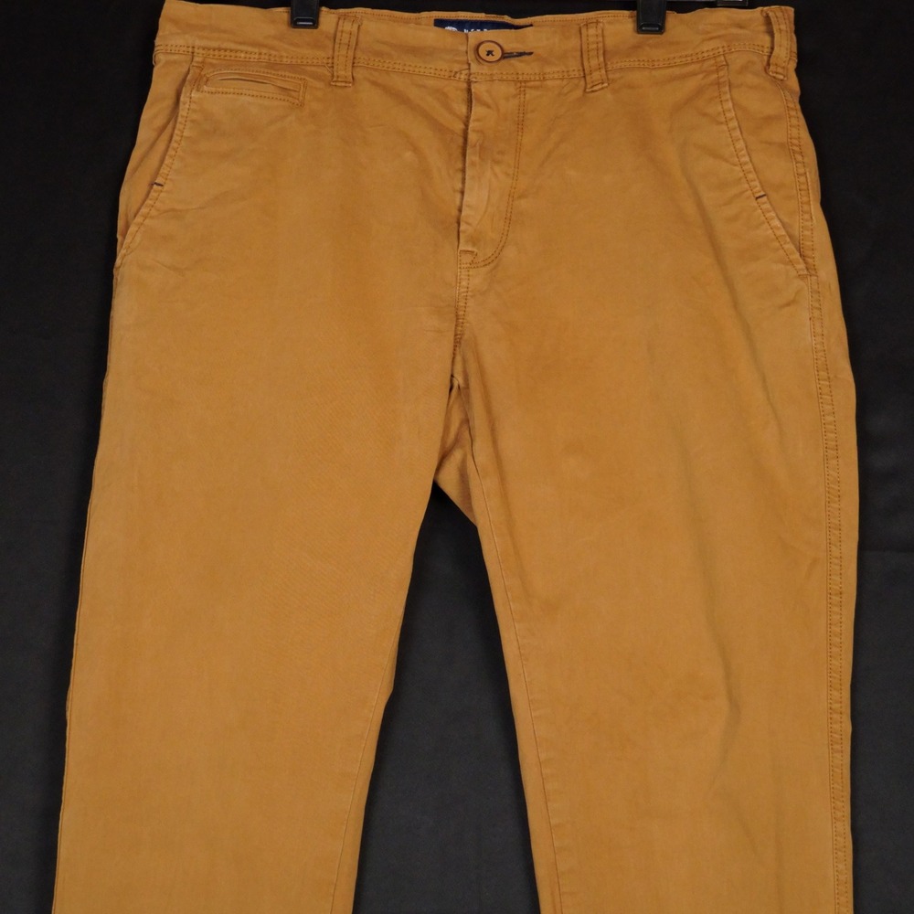 Netplay Chino Pants Mens 32 Tan Heritage Workwear Slim Tapered Cotton - Picture 2 of 12